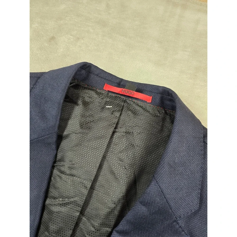 Hugo Boss Blazer Mens 46L 46 Navy Blue 100% Virgin Wool Jeffery Sport Coat